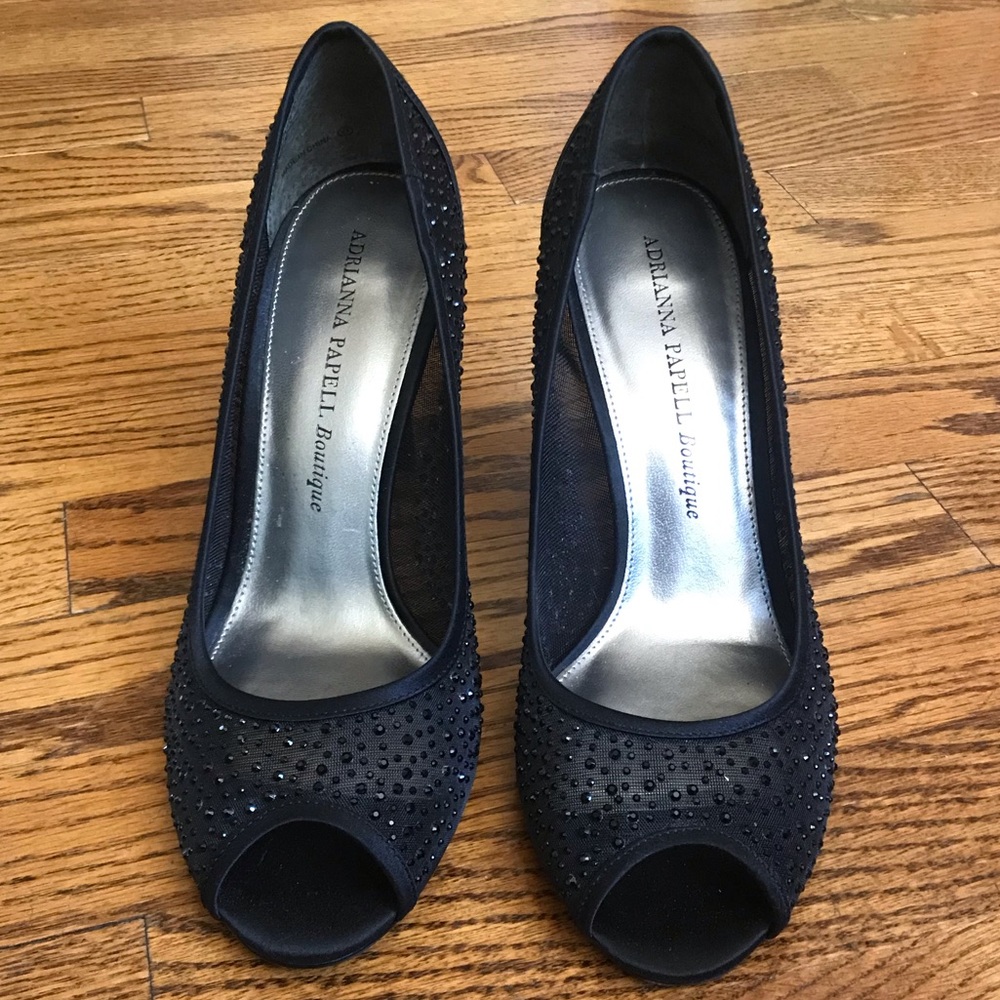 Adrianna Papell Black Peep Toe Heels